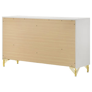 English Elm Chesney White 6-Drawer Dresser With Gold Trim - Modern Glam Storage For Stylish Bedroom Organization B062P353275