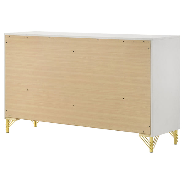 English Elm Chesney White 6-Drawer Dresser With Gold Trim - Modern Glam Storage For Stylish Bedroom Organization B062P353275