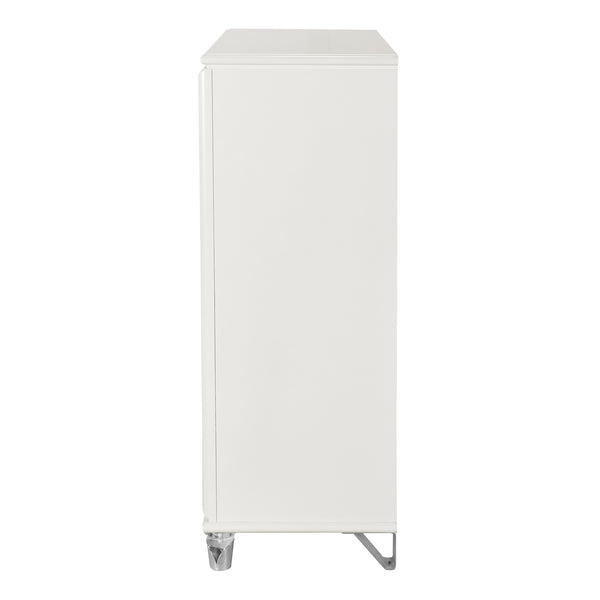 English Elm URIUNI Gold Chest with Acrylic Front Legs, Gold-Accented Spacious Drawers and Stainless Steel Backs Gold,White 40.16 L x 20.24 W x 50.16 H B201P299039