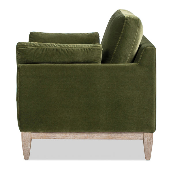 English Elm Jennifer Taylor Home - Pasadena Olive Green Modern Farmhouse Accent Arm Chair - Cozy Velvet, Eco-Friendly Rubberwood Frame B2719P265598