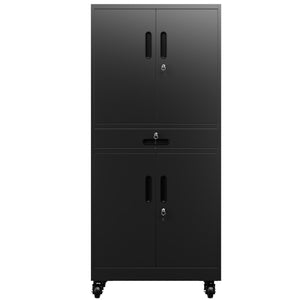 English Elm Metal Rolling Garage Cabinet with Pegboard Door Drawer Locking Storage and Adjustable Shelves T2398P465998