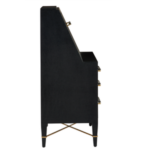 Verona Black Secretary Desk - Stylish Lacquered Design with USB Ports, Adjustable Shelves & Safety Features