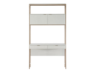 Sunpan Ambrose Modular Wall Desk - Elegant Oak Design with Functional Storage for Modern Home Spaces Champagne Gold / Cream