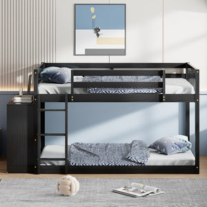 English Elm Full Over Bunk Bed with Four Drawers Three Shelves Pine and Mdf Kids Frame Espresso LT000267AAP-1