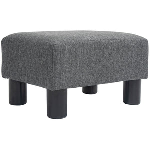 English Elm Homcom Compact Ottoman Foot Rest In Charcoal Gray Linen, Versatile Cube Stool For Modern Interiors W2225P217640