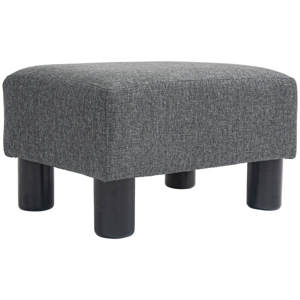 English Elm Homcom Compact Ottoman Foot Rest In Charcoal Gray Linen, Versatile Cube Stool For Modern Interiors W2225P217640