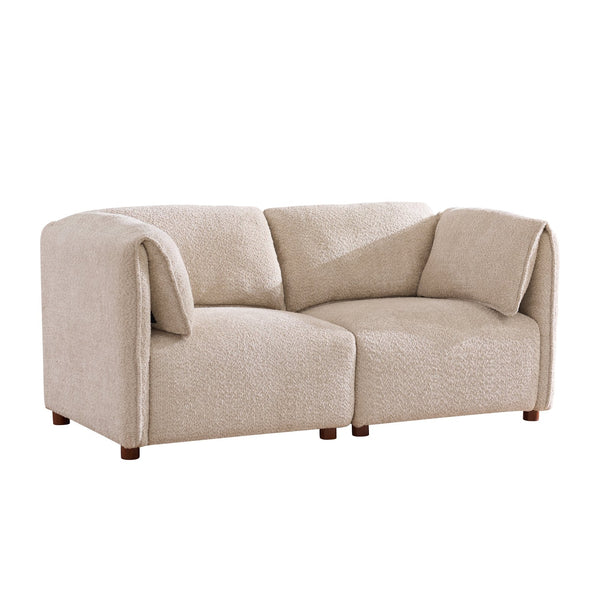English Elm Aura Five Piece Boucle Modular Sectional with Ottoman for Spacious Living Rooms N773IS00116S