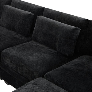 English Elm Christopher Knight Home® - 7-Piece Reversible Modular Corner Sectional In Chic Black Fabric - Versatile Seating For Modern Homes N771P345839_N771P345840_N771P345841_N771P345842H