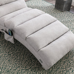 English Elm Linen Ergonomic Massage Chaise Lounge with Remote Control, 140° Recline, Heavy-Duty Frame, 5 Modes LIGHT GREY W39539625