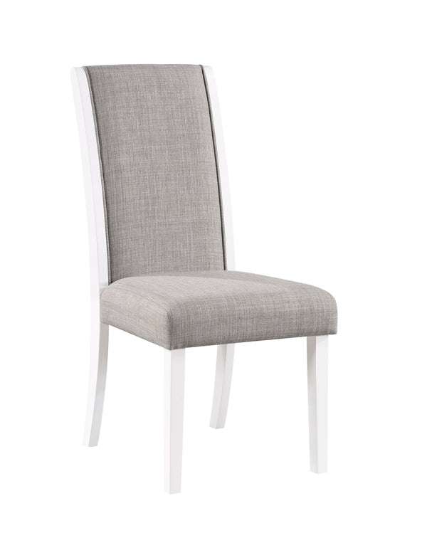English Elm Classic Weathered Finish Side Chairs Set of 2 with Turned Legs, Padded Linen-Style Upholstery and Trim Gray,White 19 L x 41.5 W x 15 H B2741P334809
