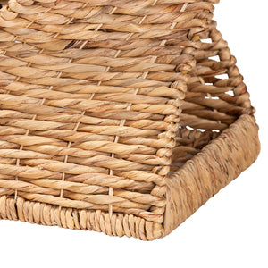 English Elm Bohemian Grasscloth Wrapped Hourglass Side Table with Sculptural Hexagonal Top B2750P467702