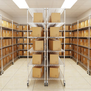 English Elm 6 Tier Wire Shelving Unit - Heavy-Duty 6000 Lbs Capacity, Adjustable Metal Racks With Wheels & Liners W1550119261