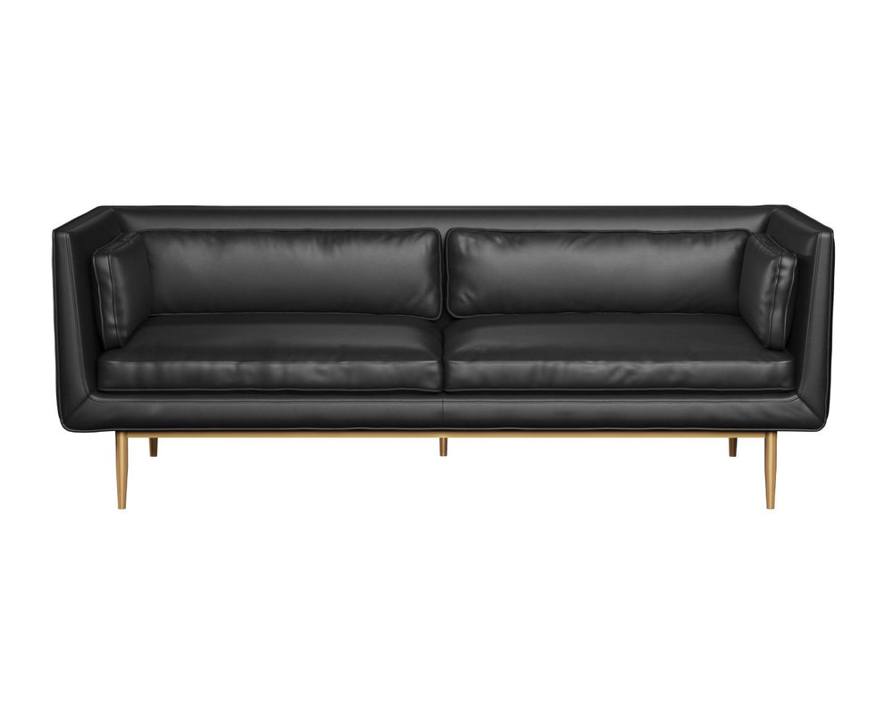 Sunpan BATAVIA Sofa - Contemporary Bravo Black Faux Leather with Channel Tufting for Ultimate Comfort 112440