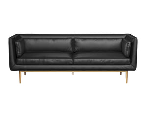 Sunpan BATAVIA Sofa - Contemporary Bravo Black Faux Leather with Channel Tufting for Ultimate Comfort 112440
