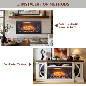English Elm 36 Inch Infrared Quartz Fireplace Insert with Trim Kit 3d Ember Bed Touch Control W1769P405042