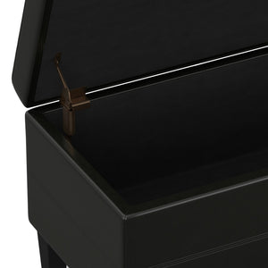 English Elm Afton Upholstered Storage Ottoman Bench in Midnight Faux Leather with Lift-Top Storage & Hinge Safety Black B136P159230