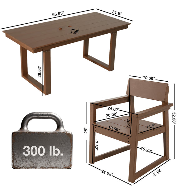 English Elm 5-Piece Hdpe Outdoor Dining Set – Eco-Friendly, All-Weather Patio Table & 4 Chairs For Compact Spaces W3566S00016
