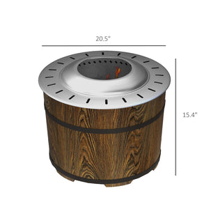English Elm Outsunny Barrel Wood Burning Fire Pit Low Smoke Secondary Combustion Backyard Patio Portable Brown W2225P174288