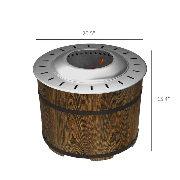 English Elm Outsunny Barrel Wood Burning Fire Pit Low Smoke Secondary Combustion Backyard Patio Portable Brown W2225P174288