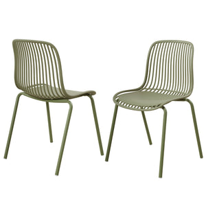 English Elm Eldred Outdoor Stackable Dining Chairs Set of 2 Uv Resistant Patio Seating Sage Green N776P390471G