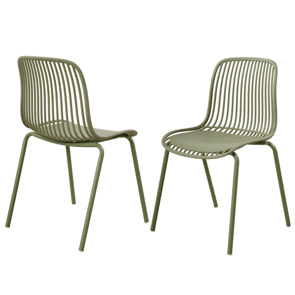 English Elm Eldred Outdoor Stackable Dining Chairs Set of 2 Uv Resistant Patio Seating Sage Green N776P390471G