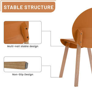 English Elm Summer 5 Piece Round Dining Set Polypropylene Stackable Chairs Oak Legs Modern Style Tropical Orange,White W3450S00037