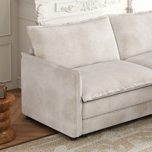 English Elm Corduroy 3-Seater Oversized Cloud Sofa With Movable Footrests - Deep, Cozy Seating For Any Space W834S00442
