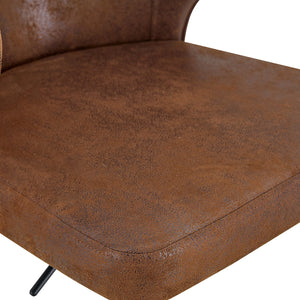 English Elm Modern Oil Wax Upholstered Swivel Barstool Set with Lumbar Support and Chrome Base W2920S00133