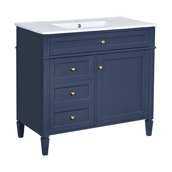 English Elm 36'' Modern Bathroom Vanity With Ceramic Top, 2 Drawers & Tip-Out Storage For Stylish Organization N710P230246C