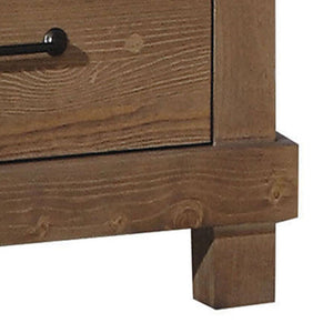 English Elm Antique Rustic Oak Nightstand with Felt-Lined Top Drawer, 2 Spacious Drawers, Farmhouse Charm Storage B062P186506