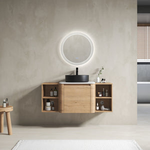 English Elm 48'' Wall-Mounted Bathroom Vanity With Soft-Close Door, Elegant Ceramic Sink & Ample Storage Shelves W999S00409