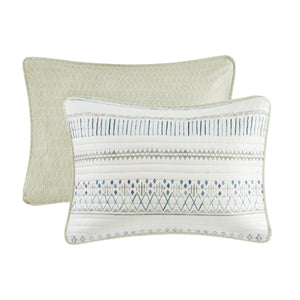 English Elm 3 Printed Microfiber Seersucker Quilt Set Reversible Diamond Channel Quilting Antimicrobial Full/Queen Taupe+Blue 17.72 L x 15.35 W x 6.69 H B03597654