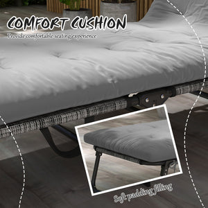 English Elm Outsunny Reclining Outdoor Chaise Lounge with Mesh Base Tufted Cushion and Side Pocket Gray W2225P174367