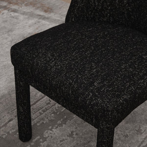 English Elm 21.46" Modern Chenille Dining Chair Set of 4 with Curved High Back, Rubberwood Legs, Comfortable Foam Seat Black+Grey W3189S00004