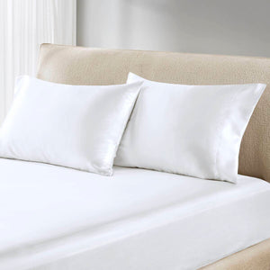 JLA Home Madison Park Essentials - Luxury Satin Pillowcases Set for Skin & Hair Protection, OEKO-TEX Softness, Wrinkle-Resistant Luxury White MPE21-916