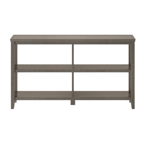 English Elm Wood Open Shelf Bookcase Walnut Finish Mid Century Modern Low Profile Living Room Gray Wash B2751P436407