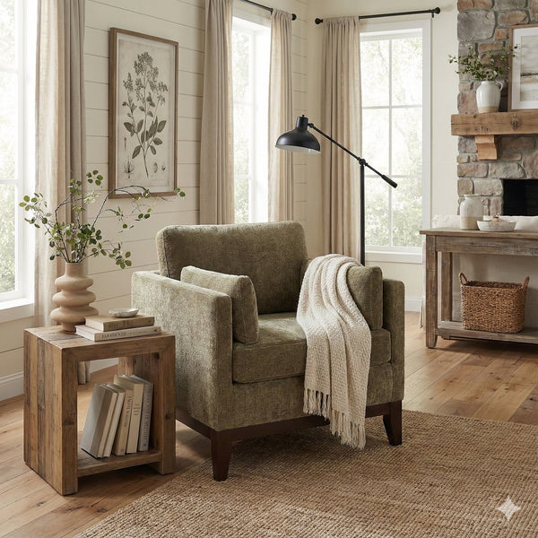 English Elm Chalco Mid-century Accent Chair Walnut Legs Polyester Upholstery Deep Foam Cushions Green B050P429147