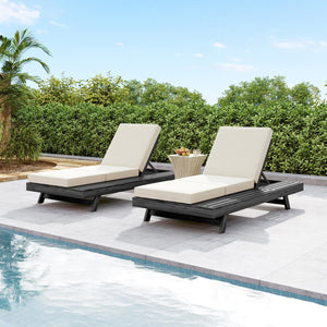 English Elm Lounge Chaise Outdoor Acacia Wood Slatted Frame with Water Resistant Cushion Resort Style N770P442B17C