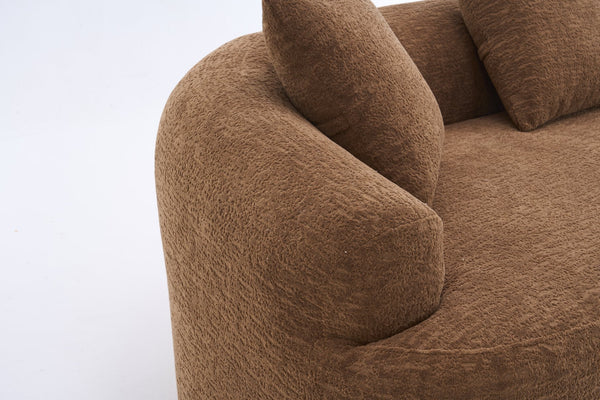 English Elm Compression Compression Sponge Sofa Curved Modular Sectional with 30D High-Density Chenille Sleeper for Cozy Apartment Living Room Comfort and Safe Rounded Design Caramel W2231S00040