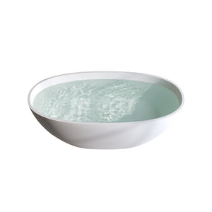 English Elm 59'' Freestanding Resin Stone Soaking Tub Sculptural Matte Finish with Overflow Drain W2753P191209