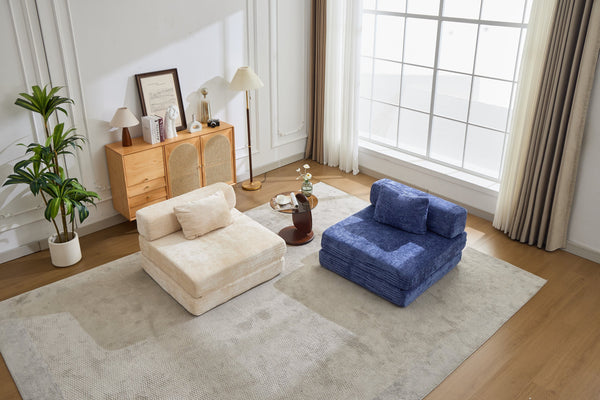 English Elm Compression Convertible Floor Sofa Bed - Chenille Single Seater Modular Couch For Small Spaces W3723P345640