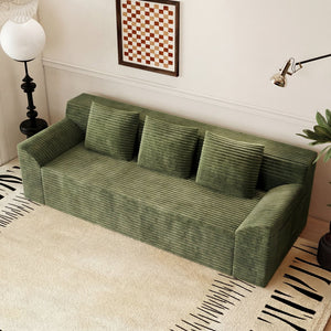 English Elm 71" Corduroy Tufted Loveseat with Deep Seat and Curved Back for Compact Living Spaces Antique Green W5571P440915