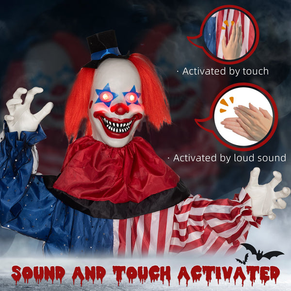 English Elm Homcom 6' Life-Size Scary Hanging Clown Prop With Light-Up Eyes & Creepy Sound For Halloween Fun W2225P229450
