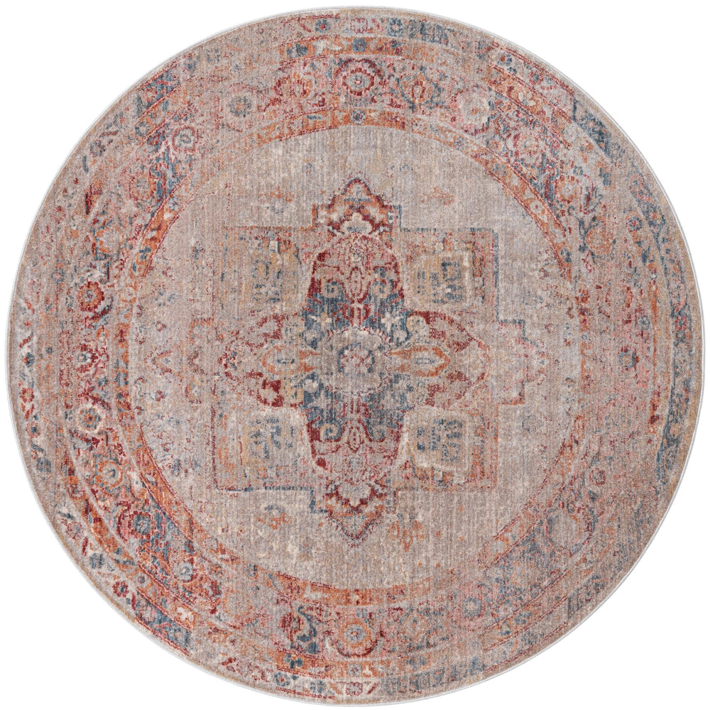 Unique Loom Noble Victoria Machine Made Medallion Rug Multi, Beige/Ivory/Gray/Navy Blue/Red/Orange 6' 0" x 6' 0"
