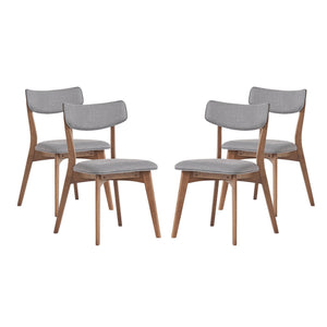 English Elm Caleb Mid-century Upholstered Dining Chair Set of Four with Tapered Oak Legs Dark Grey,Walnut N768P282333D