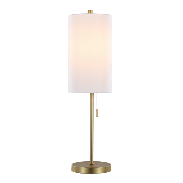 English Elm Metal Buffet Lamps with Gold Finish White Linen Shade and Usb Port Set of 2 B202P471590