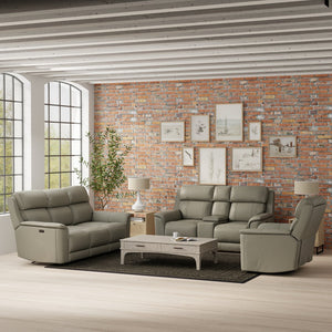 English Elm Oslo Genuine Leather Power Reclining Sofa Set with Usb Charging and Swivel Glider Grey B339S00007