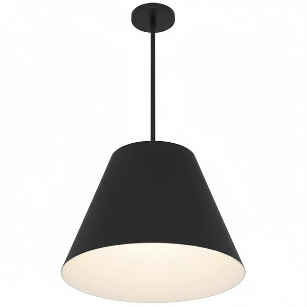 English Elm 16 Inch Sculptural Matte Pendant Light with Etched Glass Diffuser for Kitchen or Dining Black B370P403644