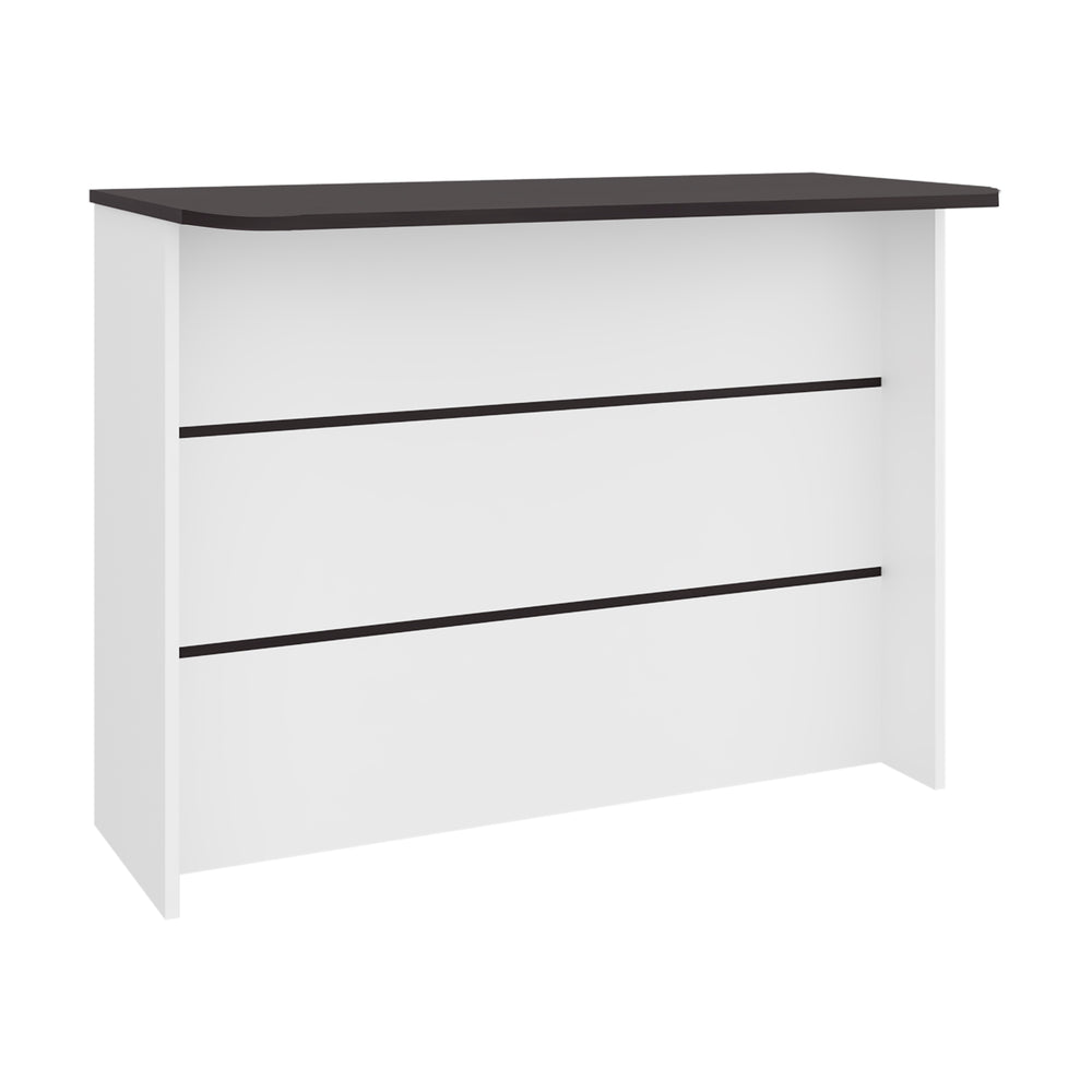 English Elm Central modern kitchen island with two-tone black & white finish, ample storage, durable prep surface B128P398865