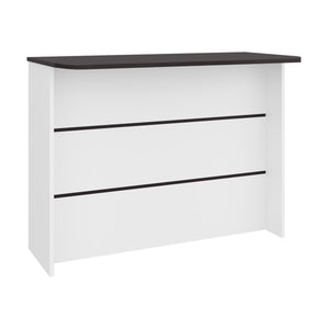 English Elm Central modern kitchen island with two-tone black & white finish, ample storage, durable prep surface B128P398865